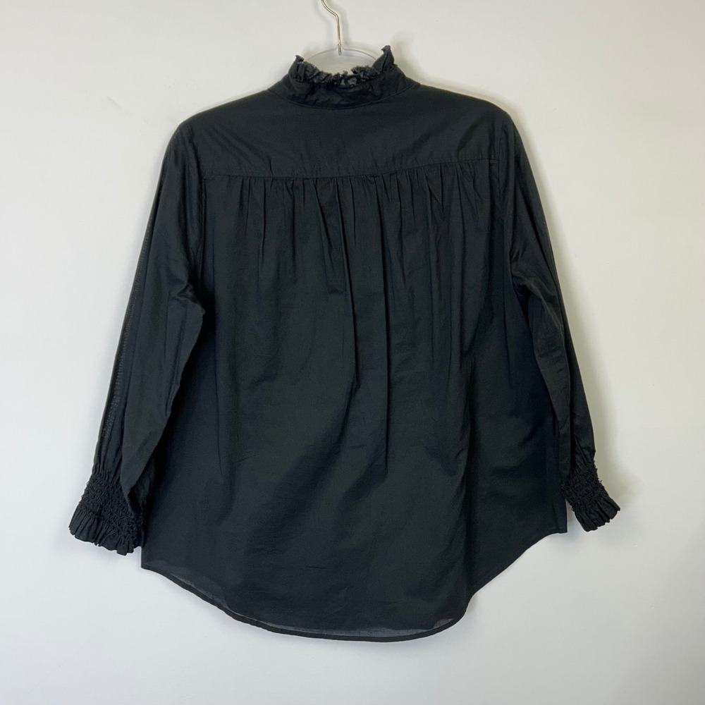 Tuckernuck Teagan Popover Shirt Women's Large Black Top Ruffle - Picture 7 of 9